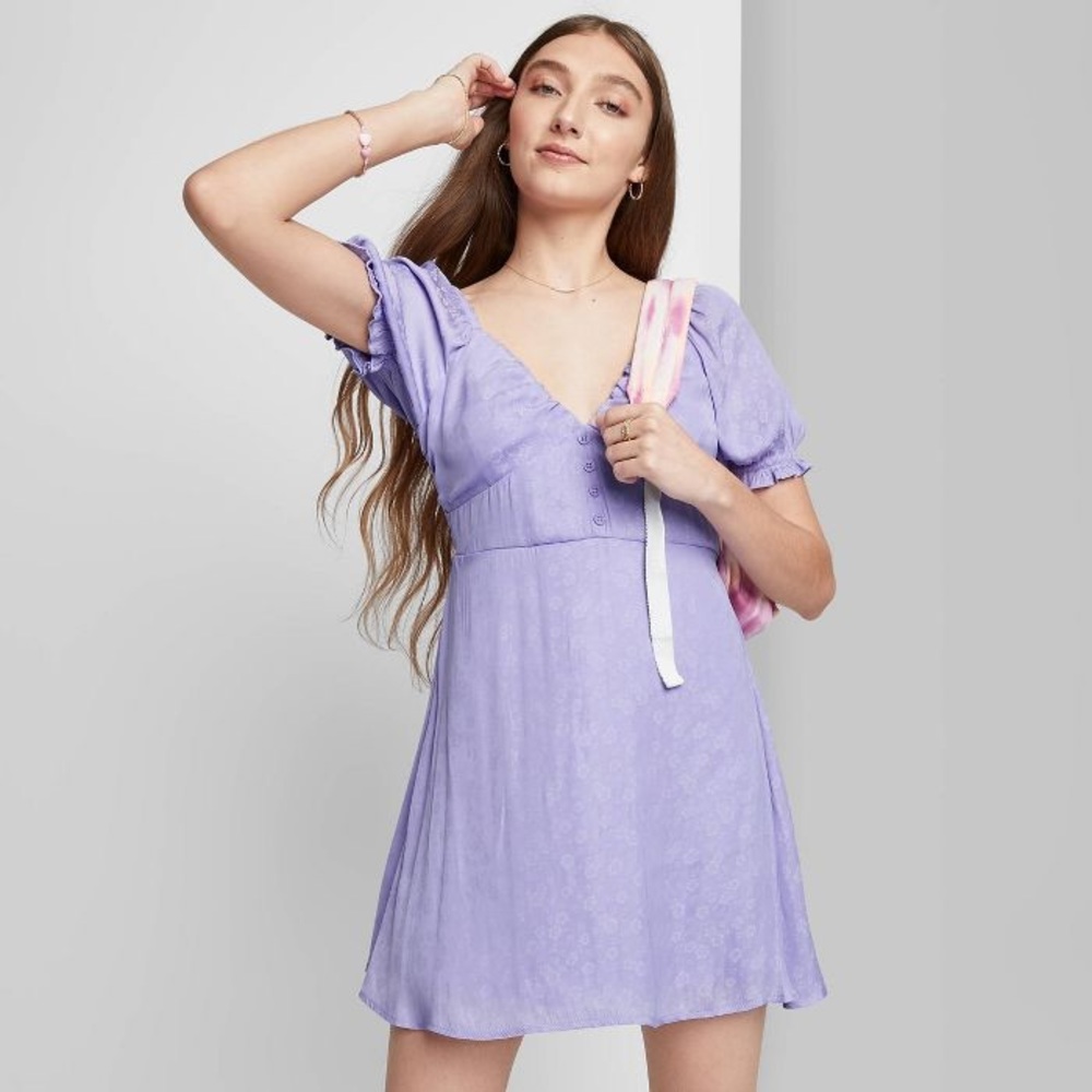 Women's Short Sleeve Satin Skater Dress - Wild Fable™
